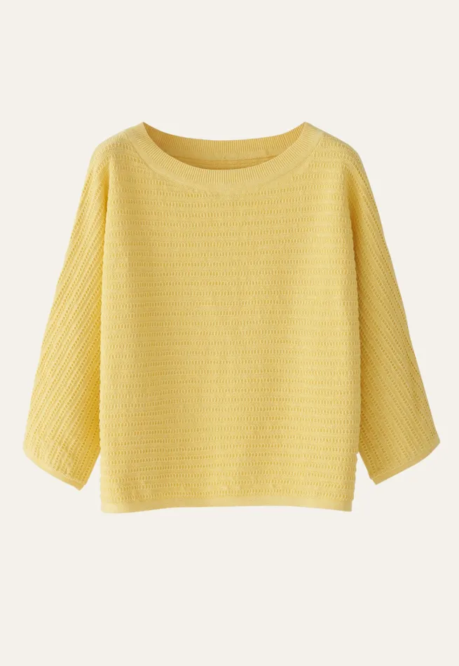 Poetry Fashion Sweaters Women Boatneck Sweater Lemon