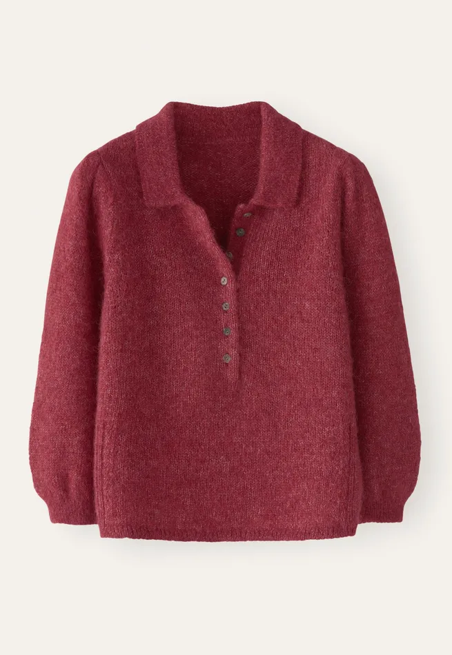Poetry Fashion Sweaters Women Collared Sweater Maroon Pink