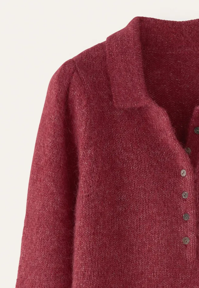 Poetry Fashion Sweaters Women Collared Sweater Maroon Pink