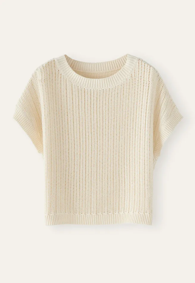 Poetry Fashion Sweaters Women Crochetstitch Sweater Ecru
