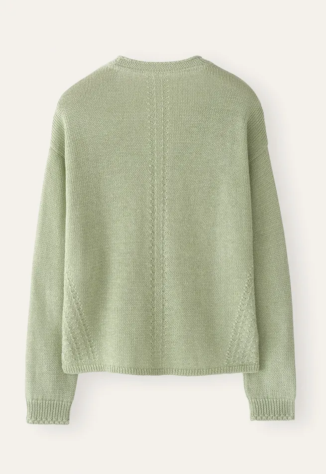Poetry Fashion Sweaters Women Curved Vneck Sweater Pale Leaf