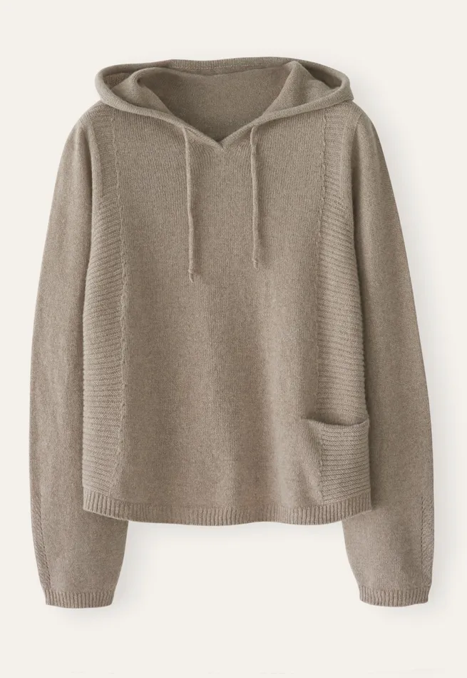 Poetry Fashion Sweaters Women Knitted Hoodie Soft Taupe