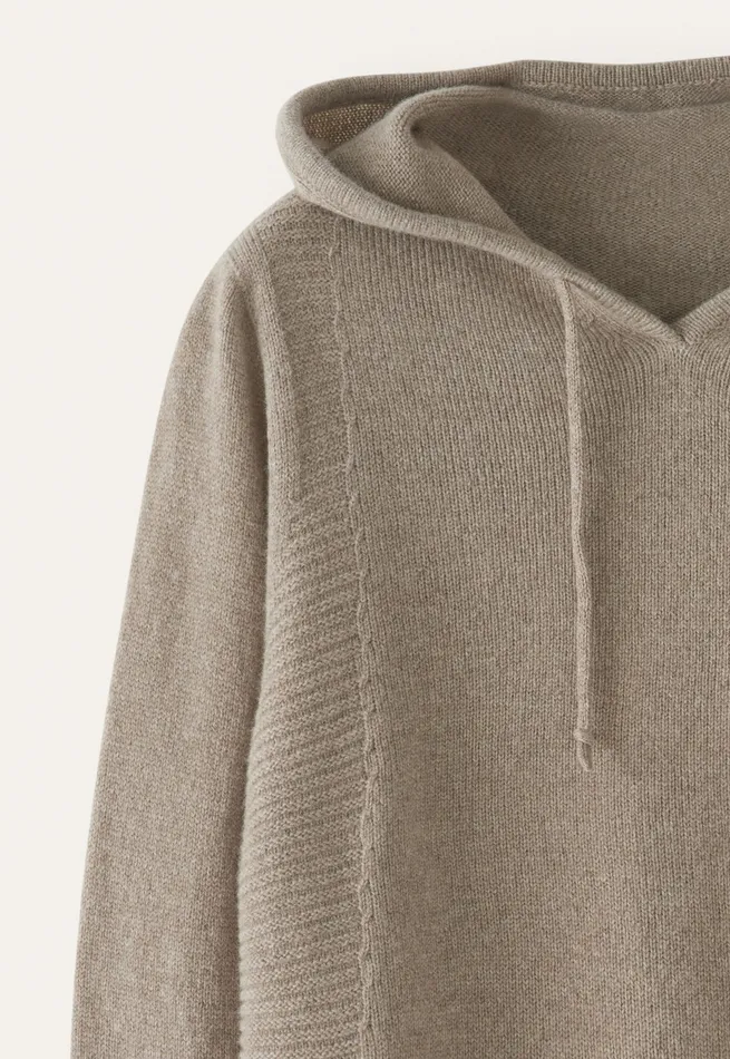 Poetry Fashion Sweaters Women Knitted Hoodie Soft Taupe
