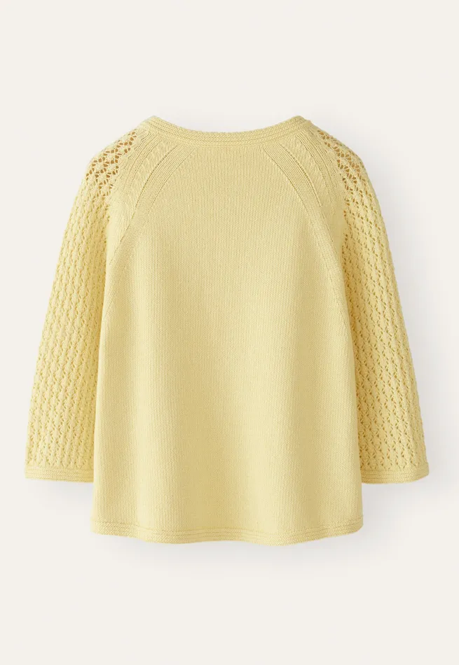Poetry Fashion Sweaters Women Lacestitchsleeve Sweater Pale Yellow