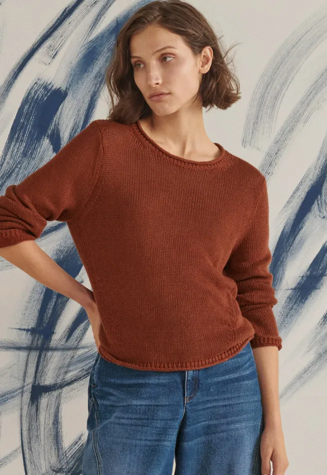 Poetry Fashion Sweaters Women Longsleeve Sweater Brown Chilli