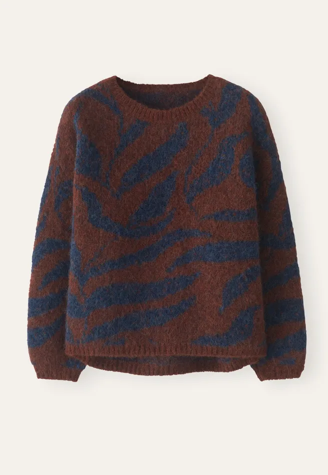 Poetry Fashion Sweaters Women Patterned Sweater Navy Brown