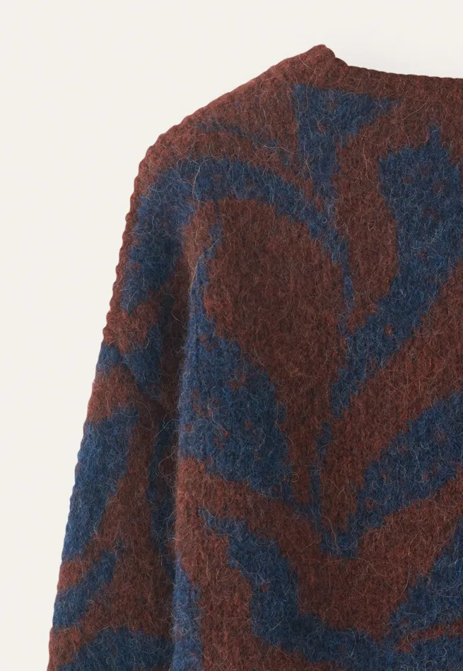 Poetry Fashion Sweaters Women Patterned Sweater Navy Brown