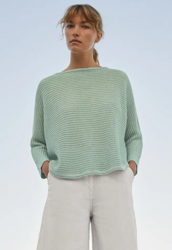 Poetry Fashion Sweaters Women Ribstitch Sweater Pale Jade