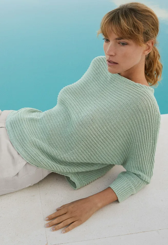 Poetry Fashion Sweaters Women Ribstitch Sweater Pale Jade
