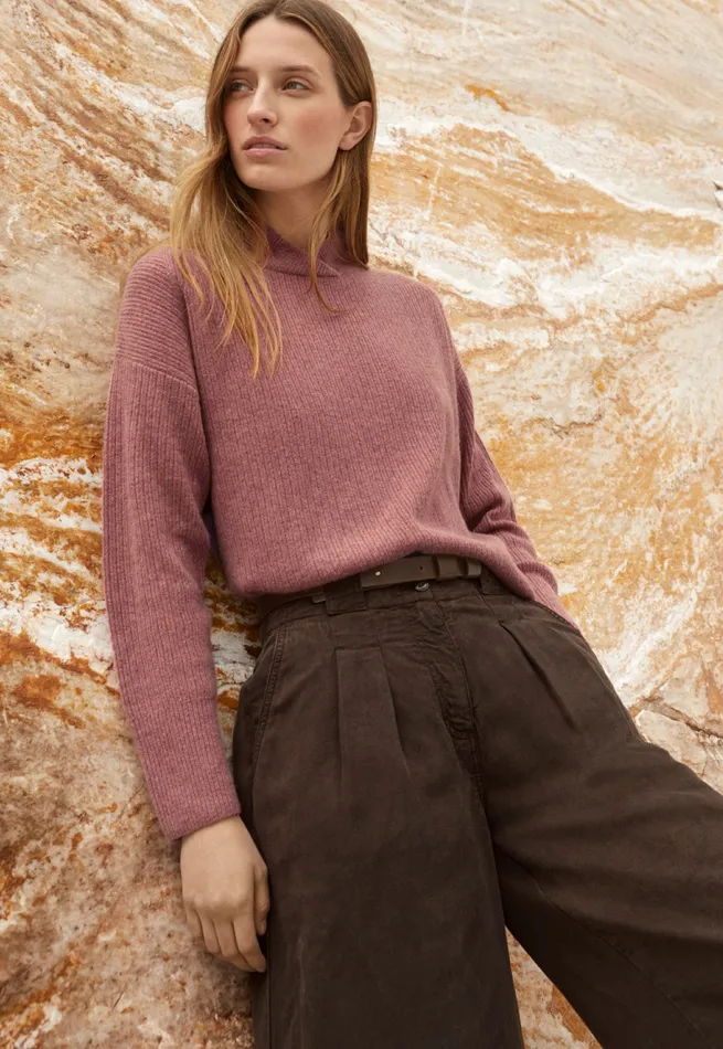 Poetry Fashion Sweaters Women Ribstitch Sweater Soft Berry