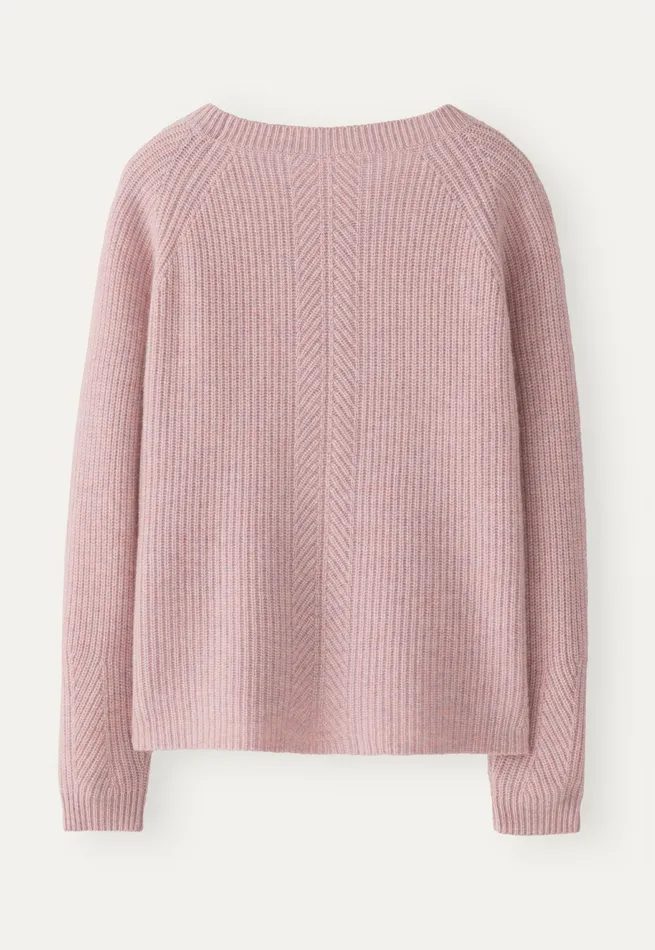 Poetry Fashion Sweaters Women Ribbed Crewneck Sweater Chalk Pink