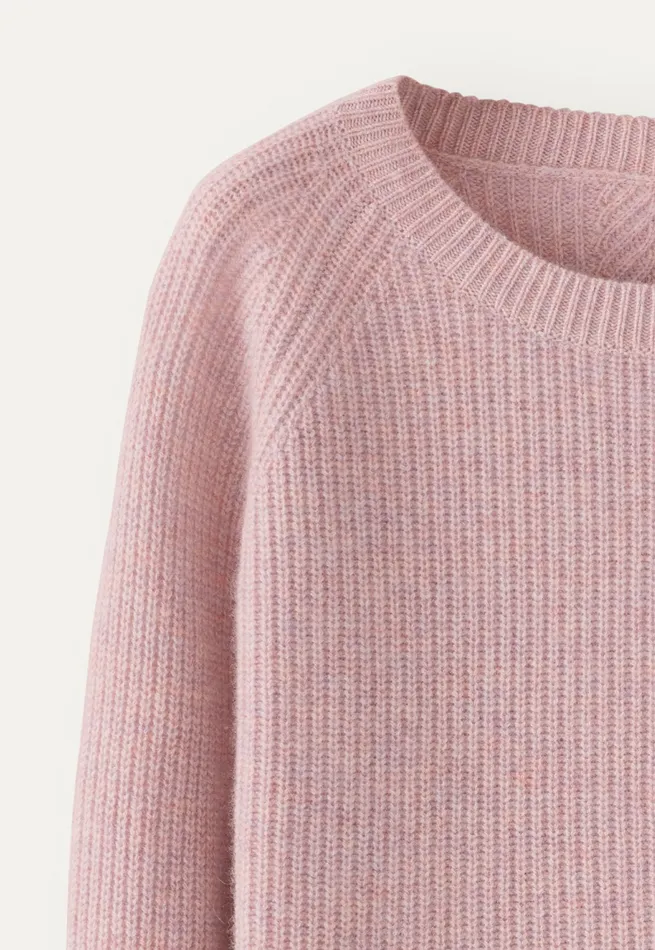 Poetry Fashion Sweaters Women Ribbed Crewneck Sweater Chalk Pink