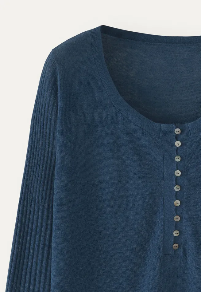 Poetry Fashion Sweaters Women Ribbedsleeve Sweater Indigo