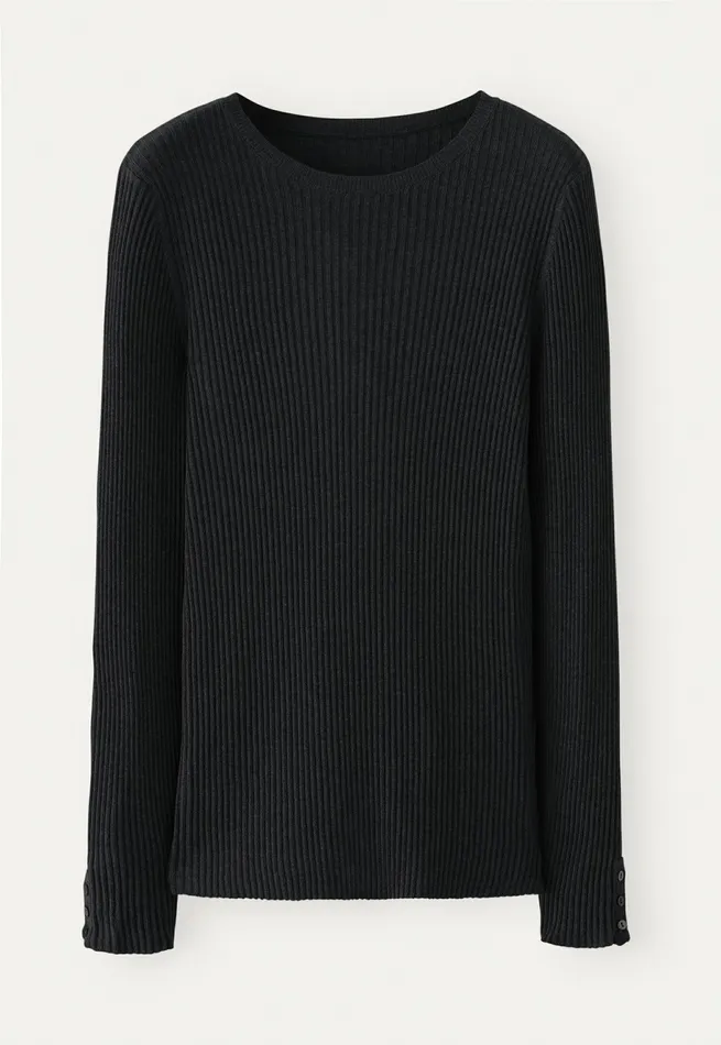 Poetry Fashion Sweaters Women Ribbed Sweater Black Marl