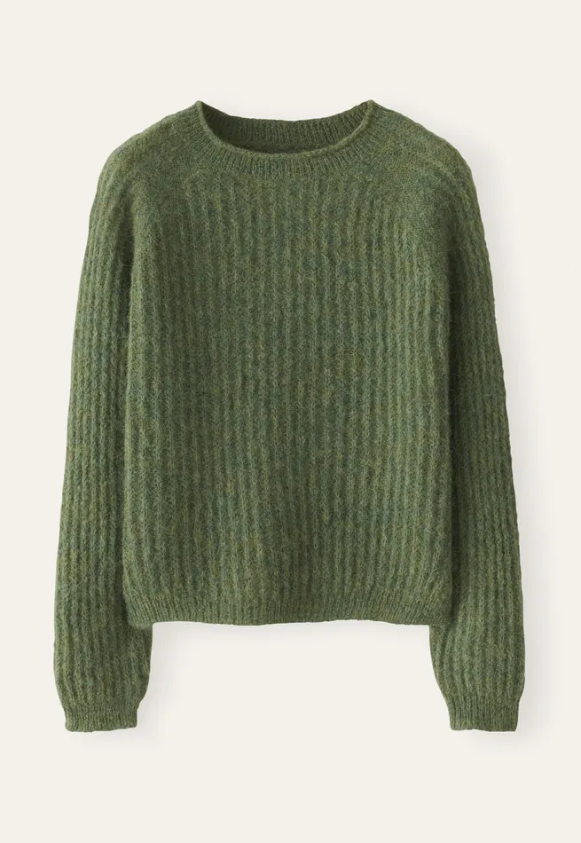 Poetry Fashion Sweaters Women Round Neck Sweater Evergreen