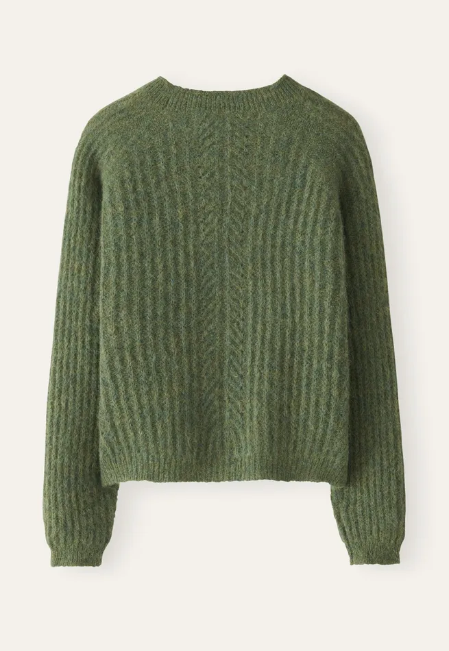 Poetry Fashion Sweaters Women Round Neck Sweater Evergreen