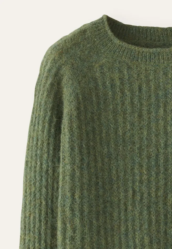 Poetry Fashion Sweaters Women Round Neck Sweater Evergreen