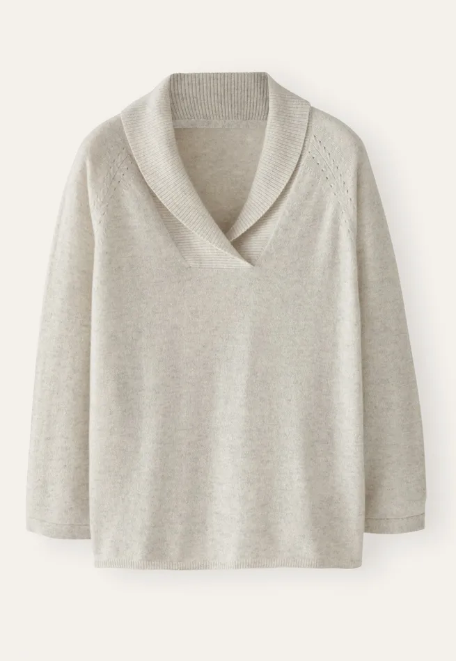 Poetry Fashion Sweaters Women Shawlcollar Sweater Grey Pearl