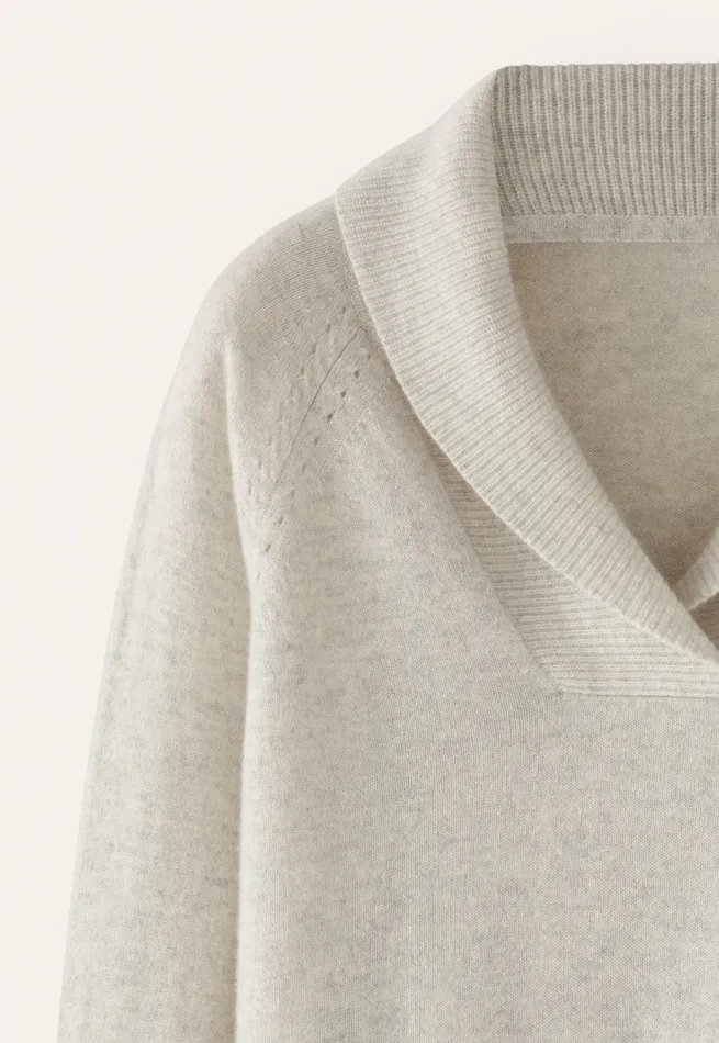 Poetry Fashion Sweaters Women Shawlcollar Sweater Grey Pearl