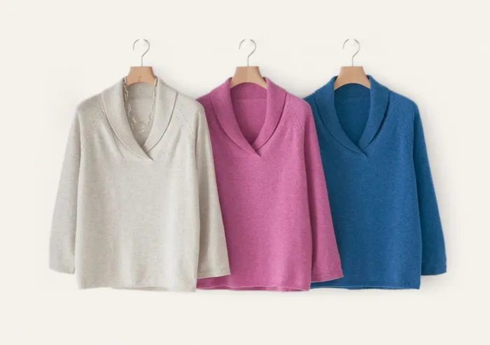 Poetry Fashion Sweaters Women Shawlcollar Sweater Grey Pearl