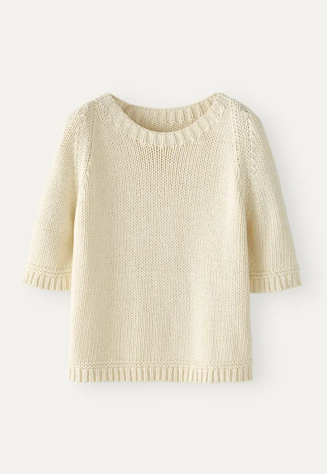 Poetry Fashion Sweaters Women Shortsleeve Sweater Cream