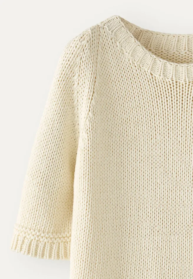 Poetry Fashion Sweaters Women Shortsleeve Sweater Cream