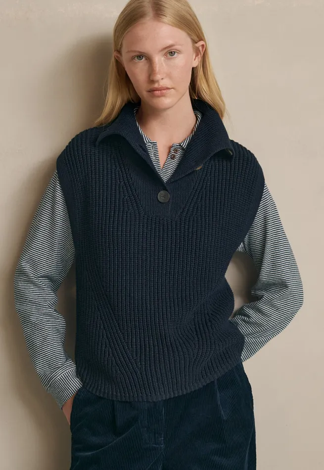 Poetry Fashion Sweaters Women Sleeveless Sweater Blue Black