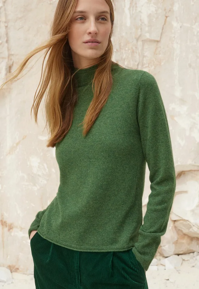 Poetry Fashion Sweaters Women Slim Funnelneck Sweater Evergreen