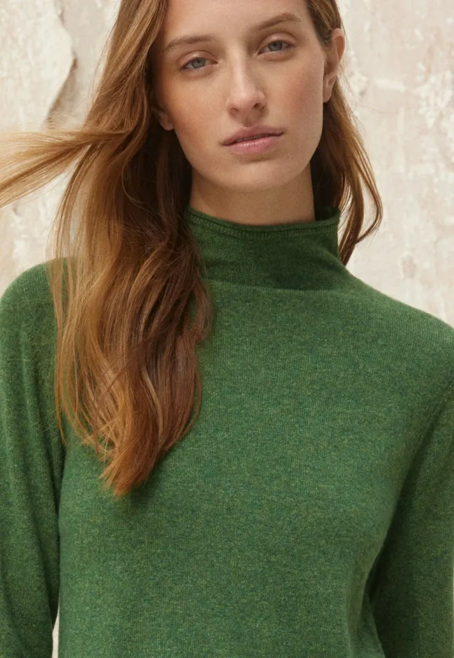 Poetry Fashion Sweaters Women Slim Funnelneck Sweater Evergreen