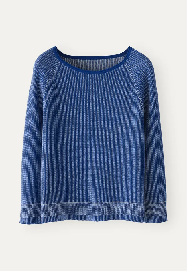 Poetry Fashion Sweaters Women Twotoned Rib Sweater Cobalt