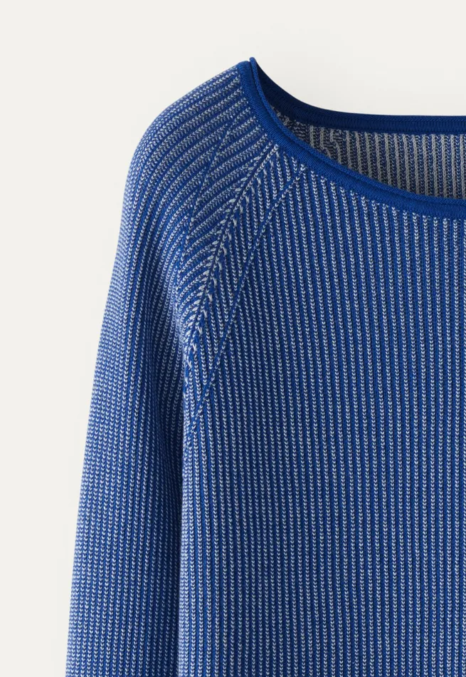 Poetry Fashion Sweaters Women Twotoned Rib Sweater Cobalt