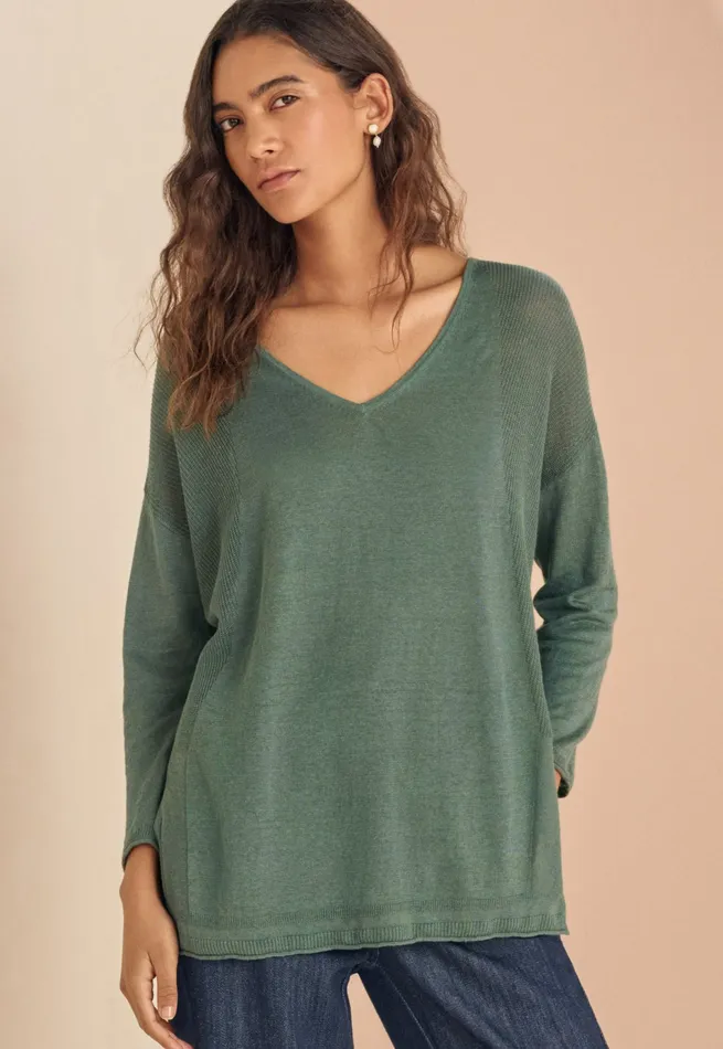Poetry Fashion Sweaters Women Vneck Sweater Bay Green