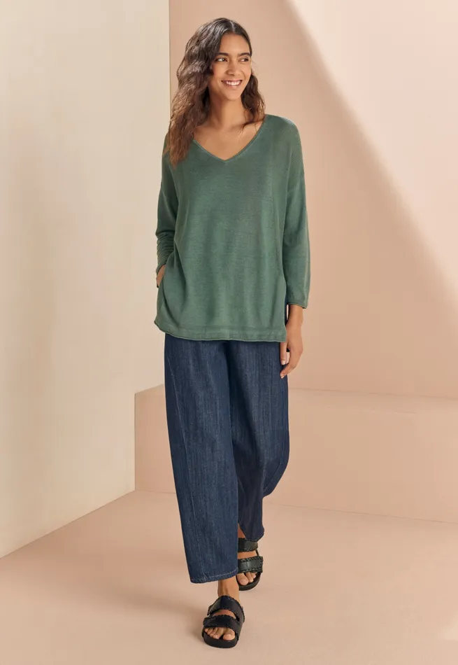 Poetry Fashion Sweaters Women Vneck Sweater Bay Green