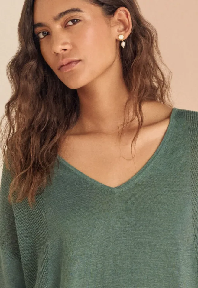 Poetry Fashion Sweaters Women Vneck Sweater Bay Green