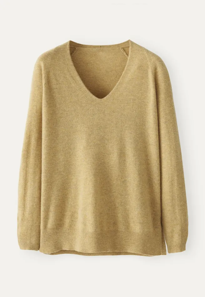 Poetry Fashion Sweaters Women Vneck Sweater Soft Mustard