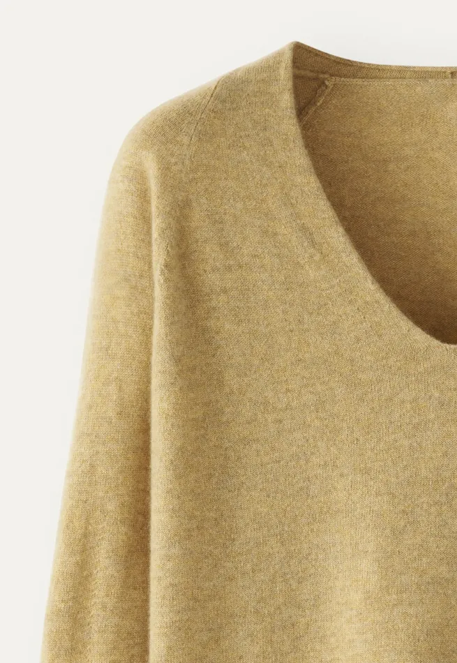 Poetry Fashion Sweaters Women Vneck Sweater Soft Mustard