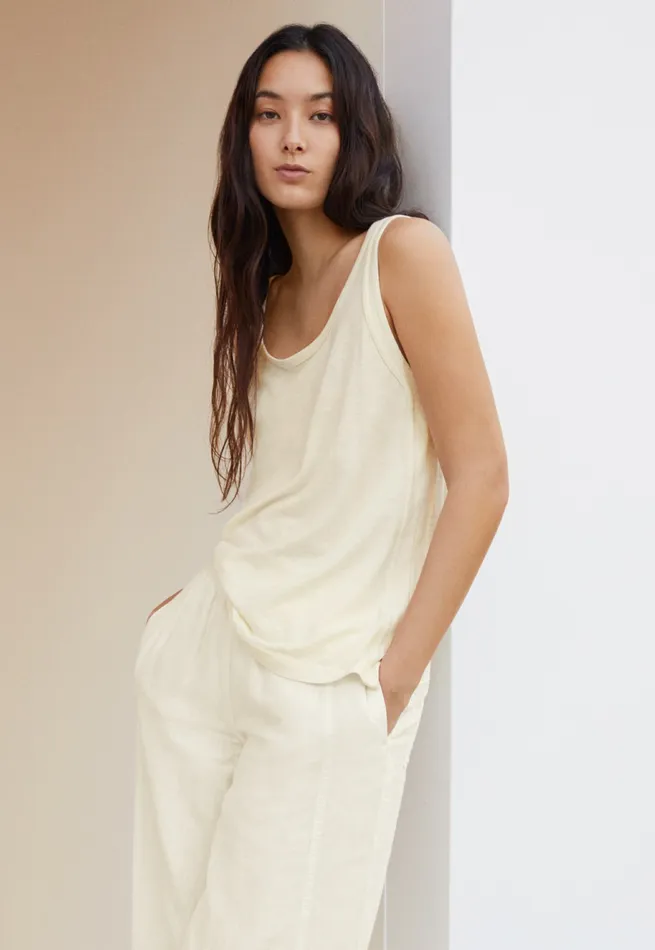 Poetry Fashion TShirt and Tops Women Panelled Vest Ecru