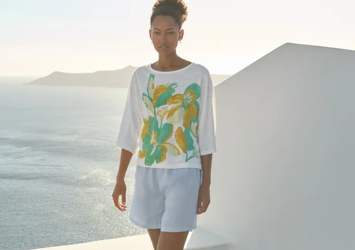 Poetry Fashion TShirt and Tops Women Printed Jersey Top Aqua Gold