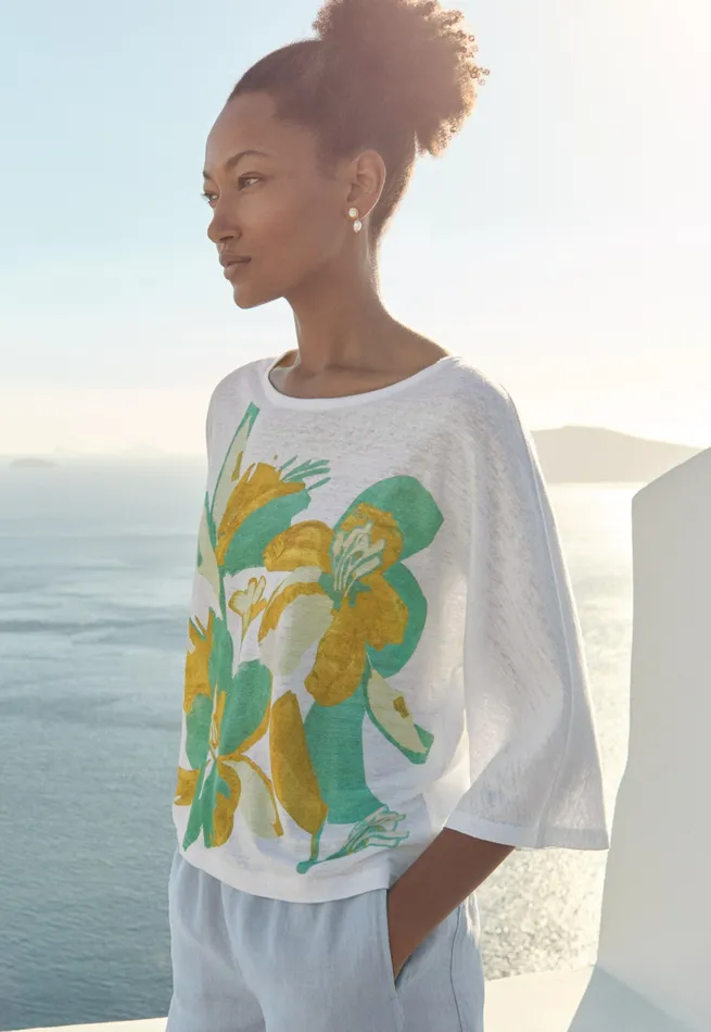 Poetry Fashion TShirt and Tops Women Printed Jersey Top Aqua Gold