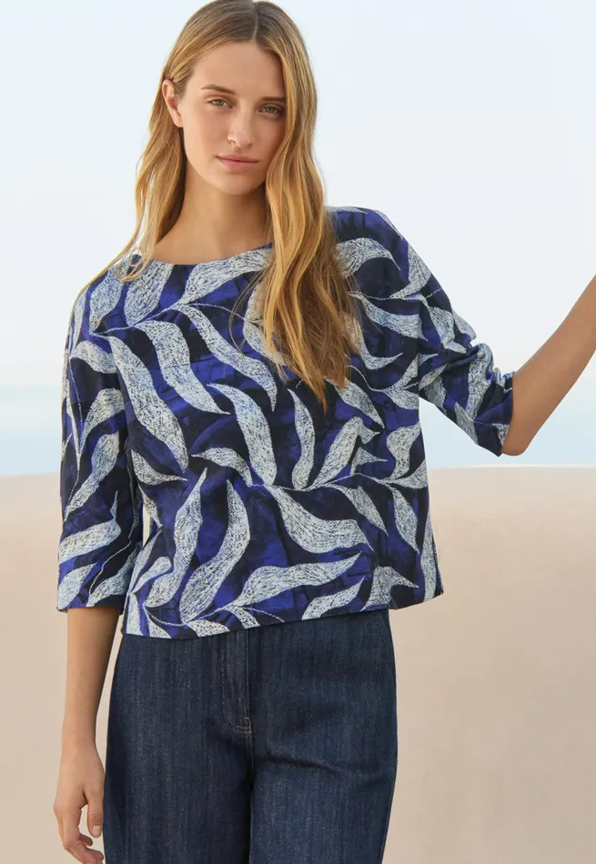 Poetry Fashion TShirt and Tops Women Printed Jersey Top Blue White