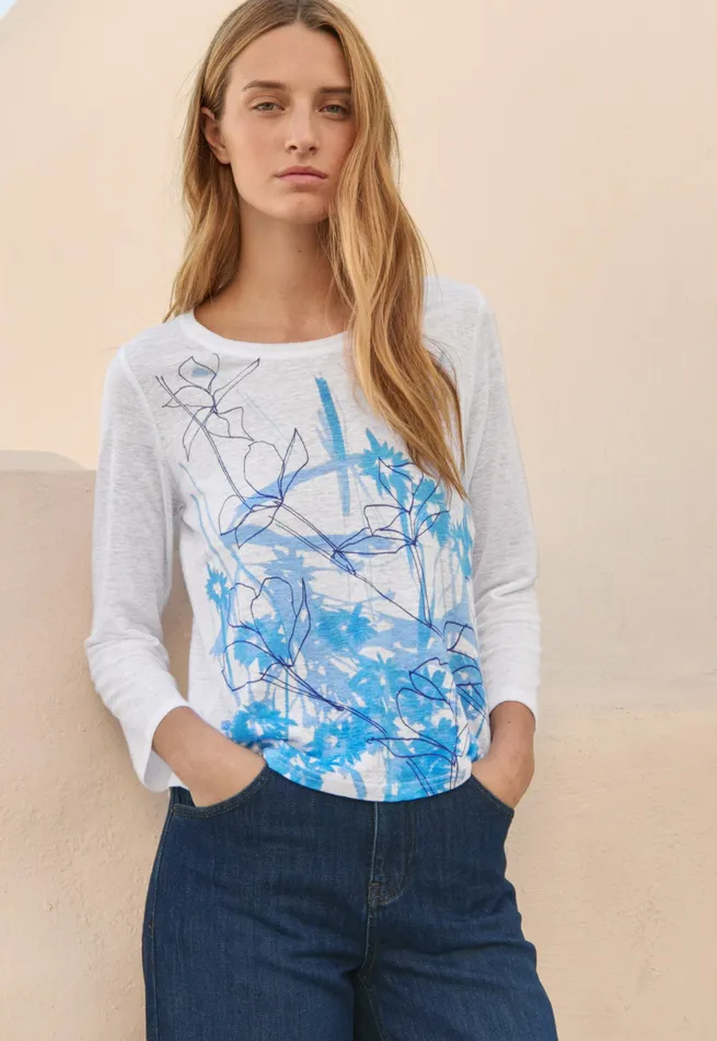 Poetry Fashion TShirt and Tops Women Printed Jersey Top Ocean White