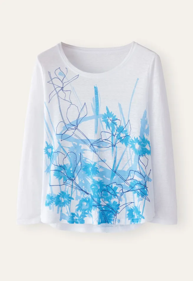 Poetry Fashion TShirt and Tops Women Printed Jersey Top Ocean White