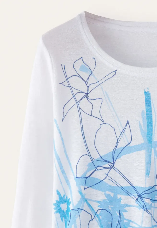 Poetry Fashion TShirt and Tops Women Printed Jersey Top Ocean White