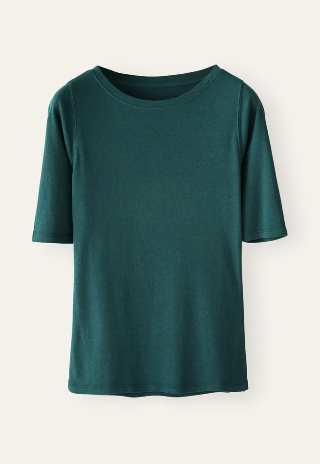 Poetry Fashion TShirt and Tops Women Ribbed Jersey Top Petrol Green