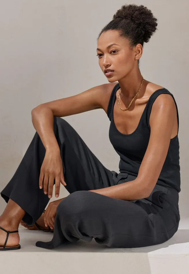Poetry Fashion TShirt and Tops Women Ribbed Vest Black