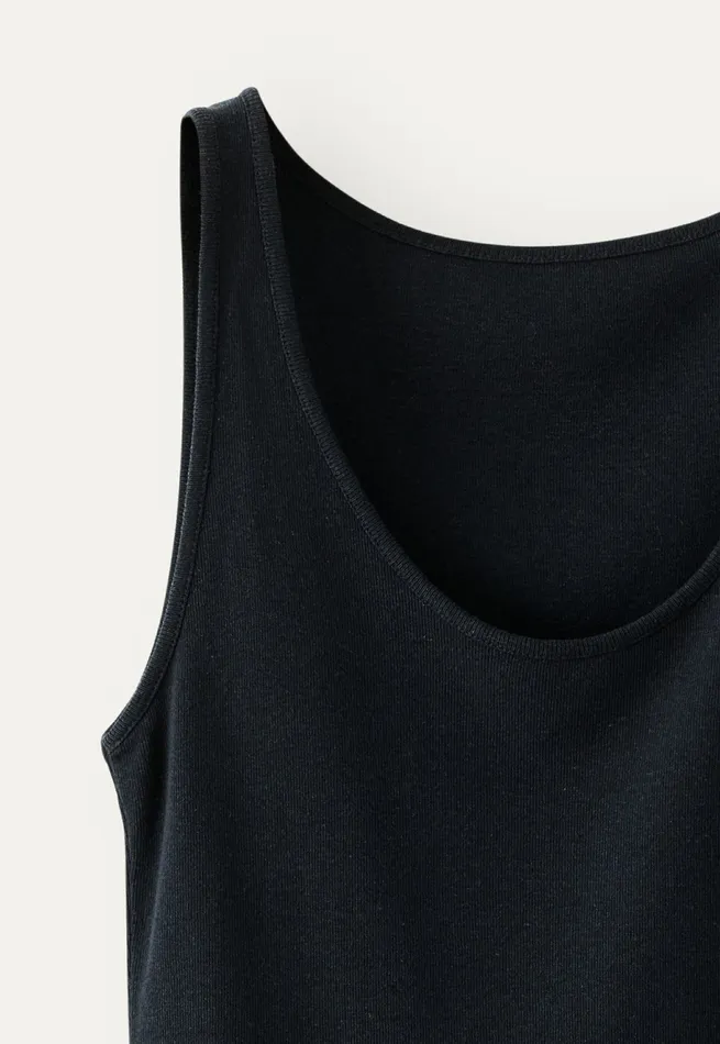Poetry Fashion TShirt and Tops Women Ribbed Vest Black