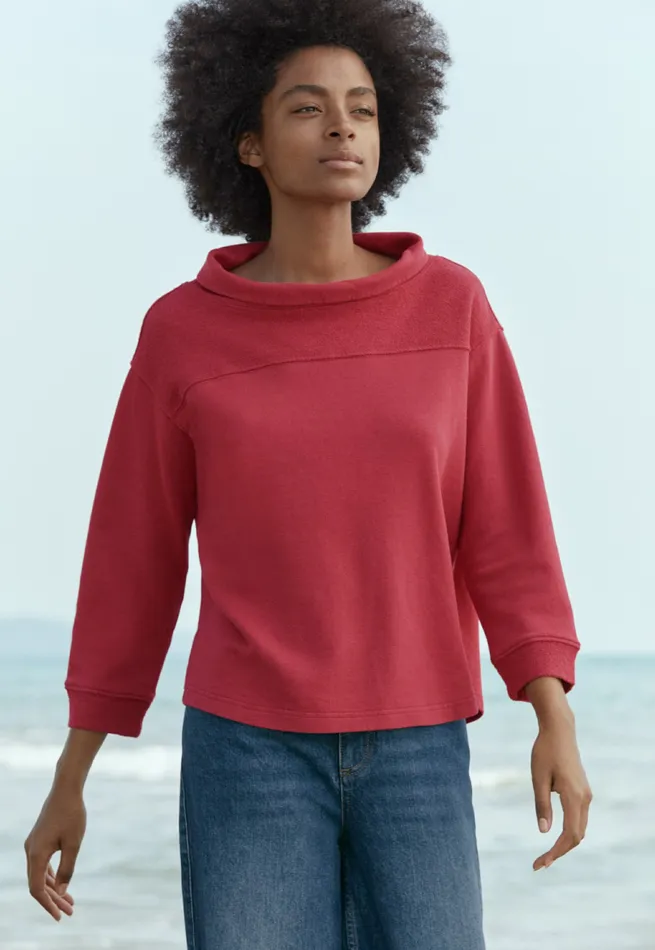 Poetry Fashion TShirt and Tops Women Rolledneck Jersey Top Pink Red