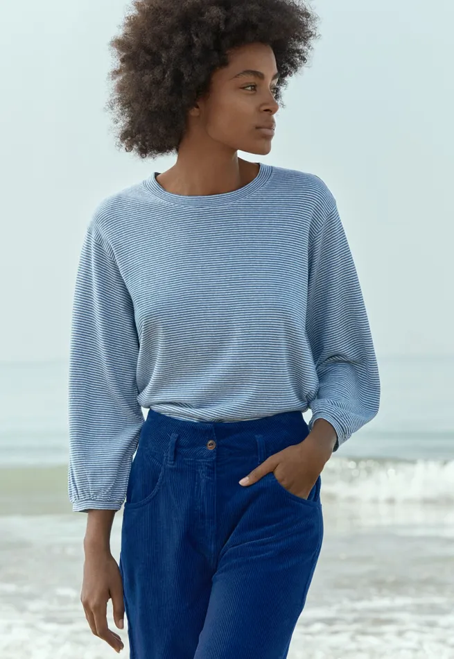 Poetry Fashion TShirt and Tops Women Striped Jersey Top Soft Indigo