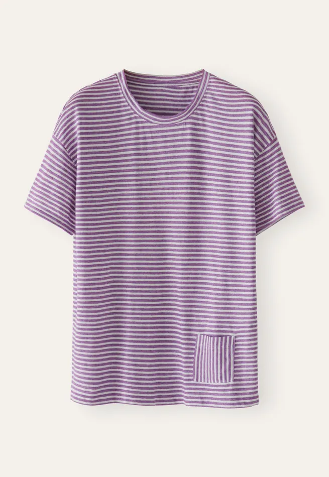 Poetry Fashion TShirt and Tops Women Striped Tshirt Purple White