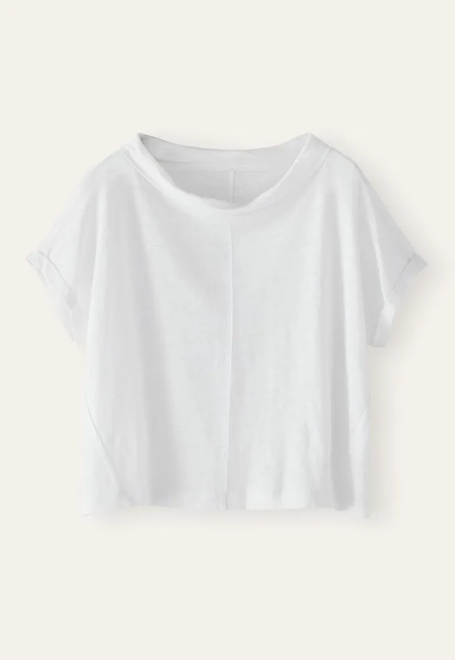 Poetry Fashion TShirt and Tops Women Turnedover Neck Top White